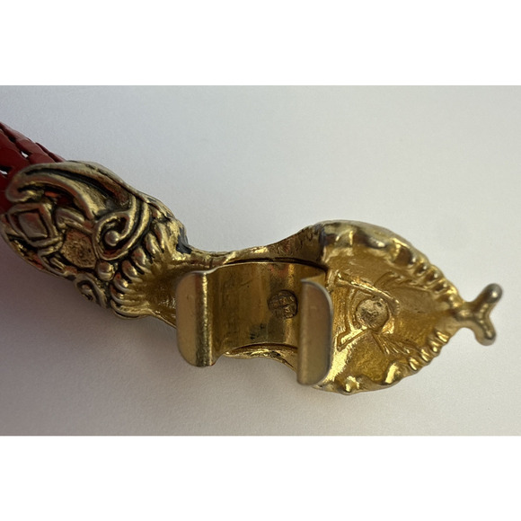 Vintage DL Auld Snake Head Red Metal Mesh Adjustable Choker Necklace Or Belt EUC main image 5